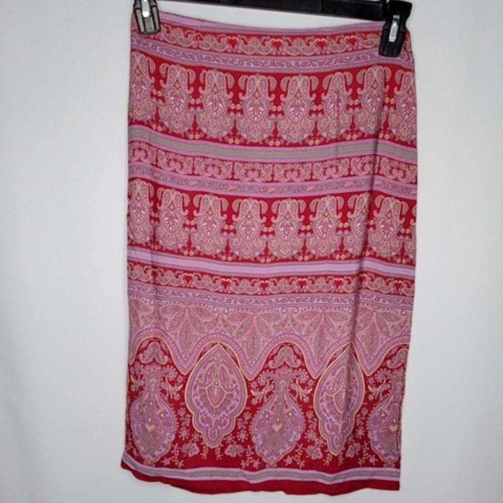 Old Navy Paisley Print Bohemian A-Line Skirt Pink 1